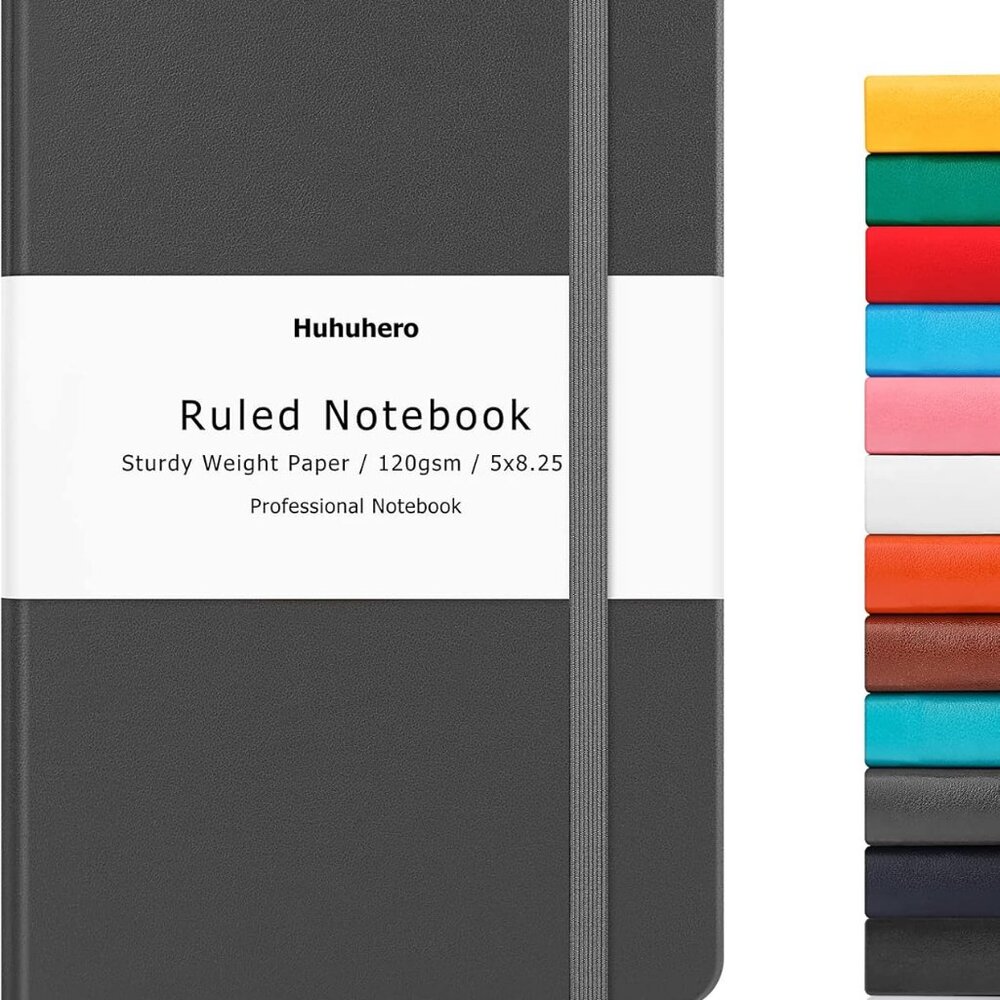 NEW Huhuhero Ruled Notebook 5 x 8.25" 120 gsm Hardcover Professional Black
